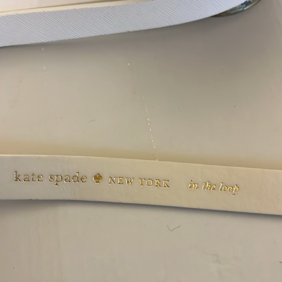 Kate Spade Thin White with Gold Hardware Genuine Leather Belt/ Size Large - Picture 5 of 6